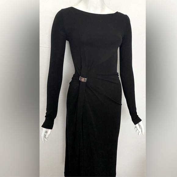 Louis Vuitton Luxe Fluid Jersey Black Long-sleeve Monogram Dress Size 38 - Picture 5 of 14